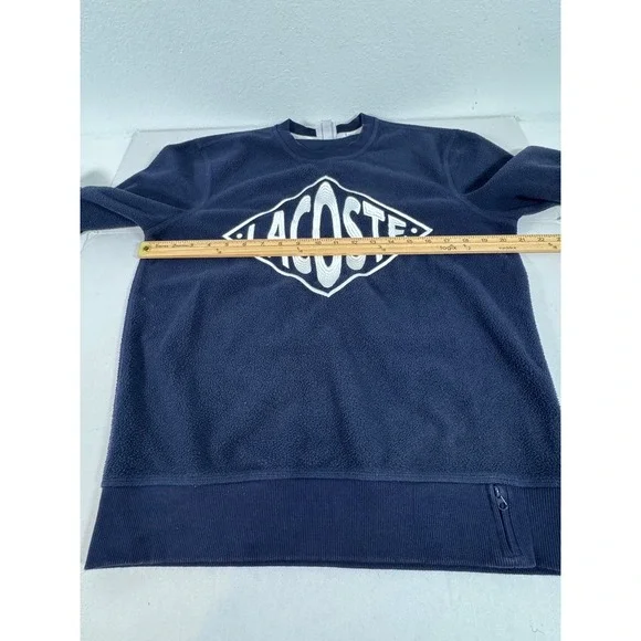 Lacoste LIVE Fleece Sweatshirt Diamond Logo Pullover Navy Blue Mens - Picture 6 of 10